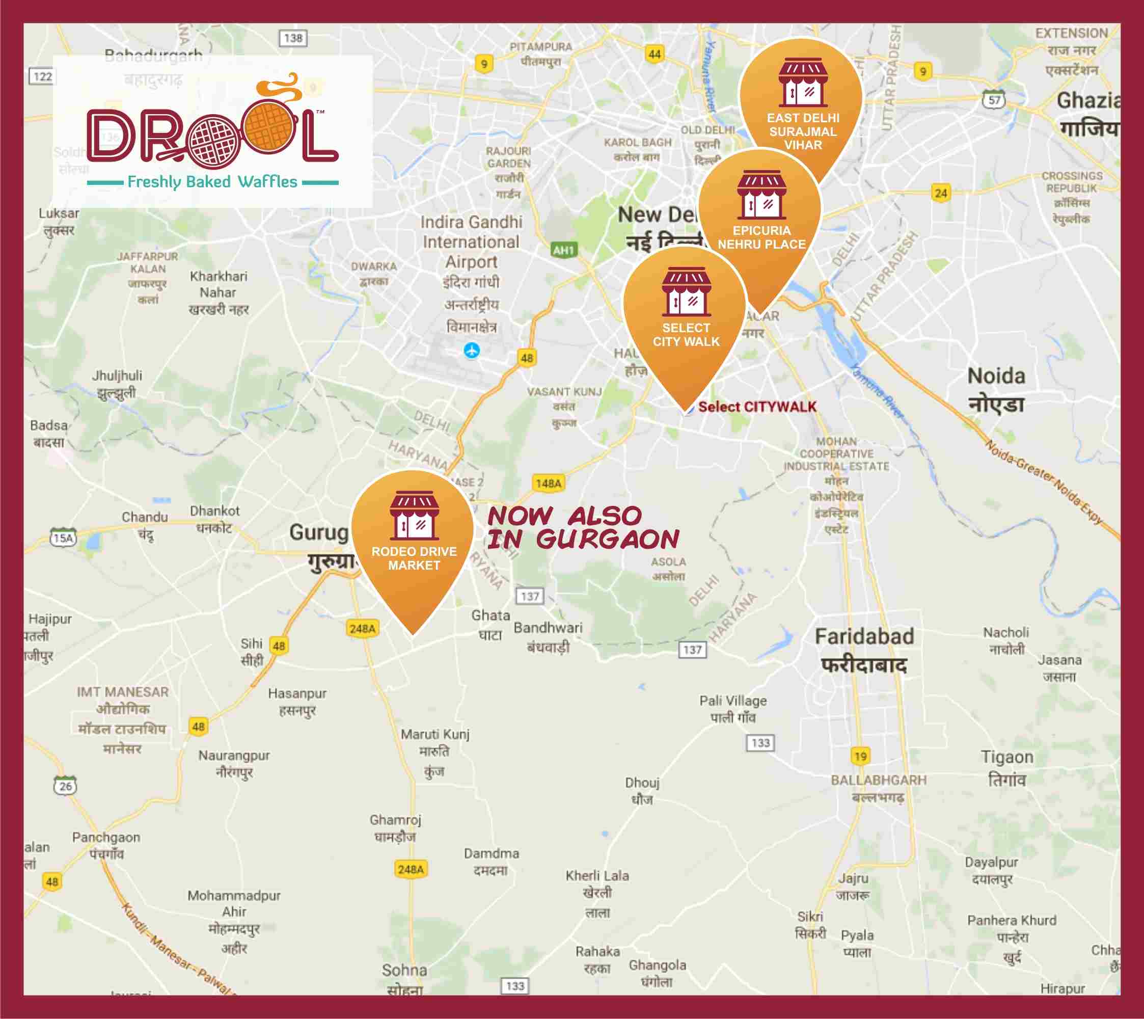 Drool Waffles-gurgaon-delhi-LOCATION